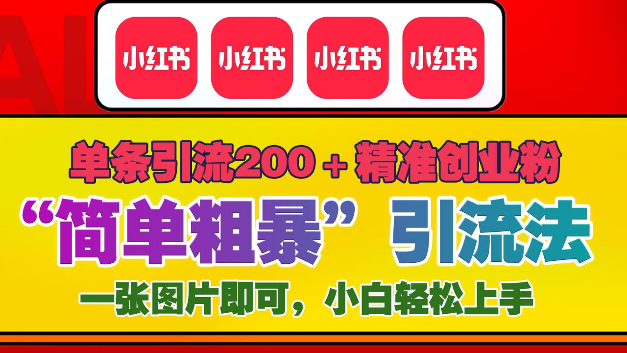 12底最新小红书单日引流200+创业粉，“简单粗暴”引流法，一张图片即可操作，小白轻松上手，私信根本回不完-九章网创