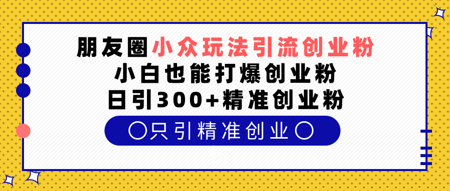 朋友圈小众玩法引流创业粉，小白也能打爆创业粉，日引300+精准创业粉-九章网创