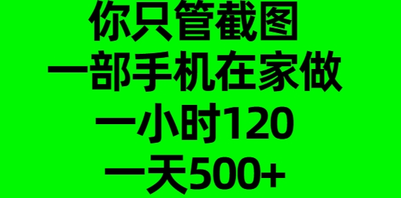 你只管截图，一部手机在家做，一小时120，一天500+-九章网创