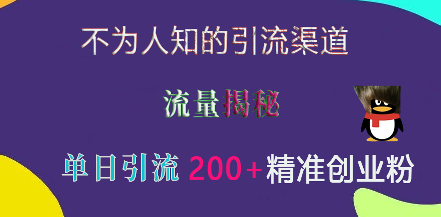 不为人知的引流渠道，流量揭秘，实测单日引流200+精准创业粉-九章网创