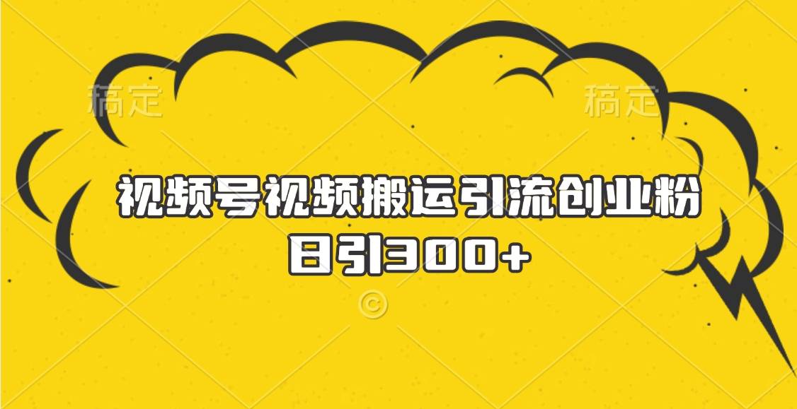 视频号视频搬运引流创业粉，日引300+-九章网创