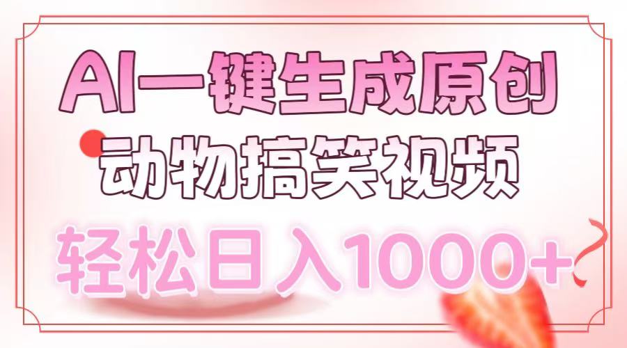 AI一键生成原创动物搞笑视频，轻松日入1000+-九章网创