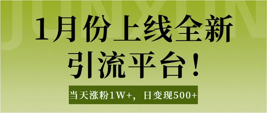 1月上线全新引流平台，当天涨粉1W+，日变现500+工具无脑涨粉，解放双手操作简单-九章网创