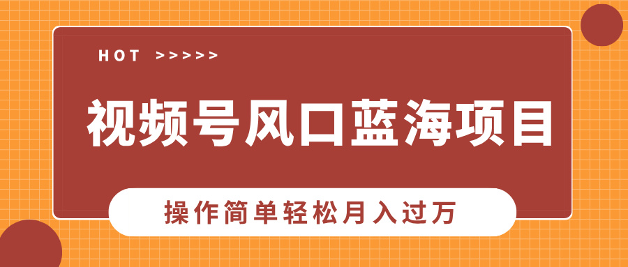 视频号风口蓝海项目，中老年人的流量密码，操作简单轻松月入过万-九章网创