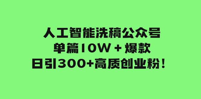 人工智能洗稿公众号单篇10W＋爆款，日引300 高质创业粉！-九章网创