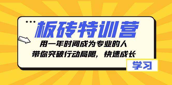 板砖特训营，用一年时间成为专业的人，带你突破行动局限，快速成长-九章网创