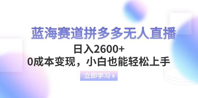 蓝海赛道拼多多无人直播，日入2600 ，0成本变现，小白也能轻松上手-九章网创